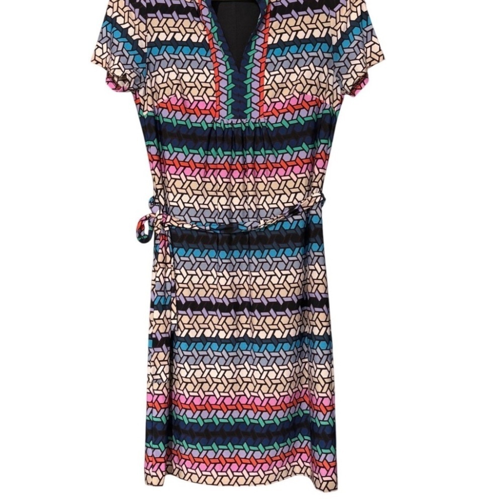 Trina Turk A line Belted Geometric Print dress large